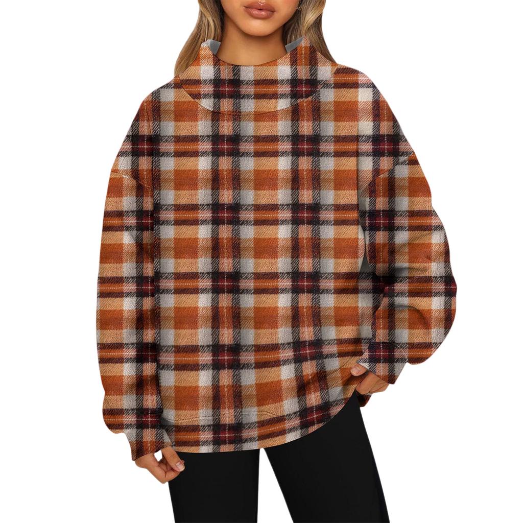Women's Sweatshirt Sports Flannel  Sweatshirt Long Sleeve Top Casual V-Neck Sweatshirt