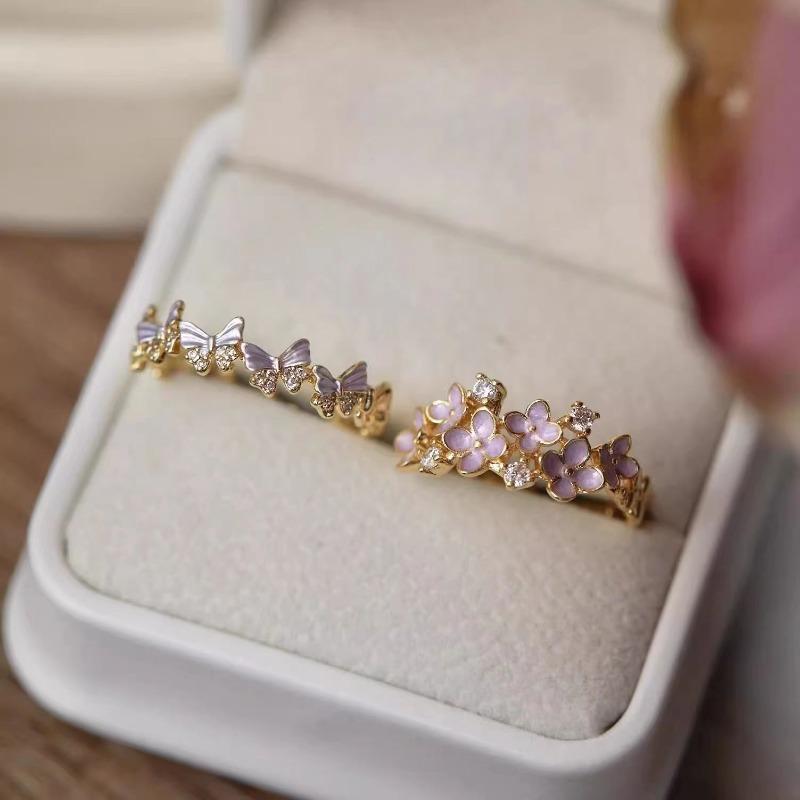 Enchanting Alloy Ring - New Style Women's Student Exclusive Luxury High-Class Butterfly Finger Ring