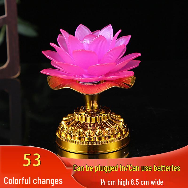 Seven-Color LED Guanyin Lotus Buddha Offering Lamp