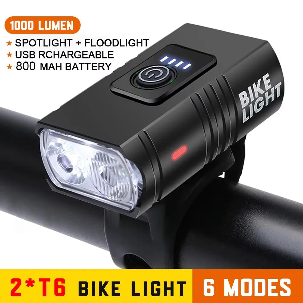 1000LM Bicycle Front Light Bright Bike Led Flashlight Lantern Rechargeable MTB Bike Rear Lamp for Cycling Headlight Christmas