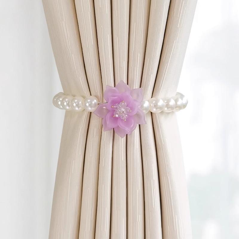 2pcs Curtain Straps a Pair of Cream Style Tied Tied Rope White Yarn Tied Belt Pearl Accessories Embellishment