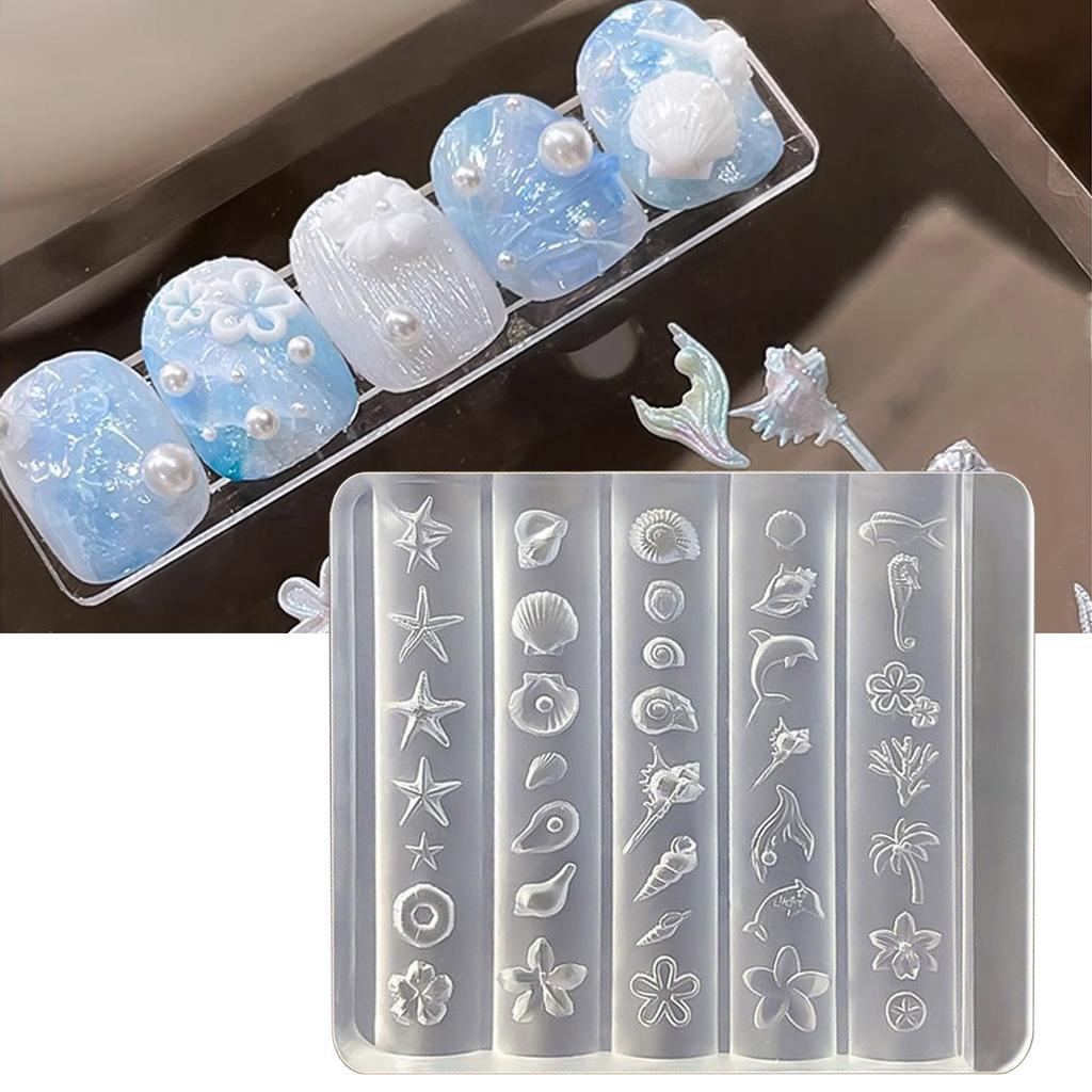 Professional Sea Series Nail Art Molds Small Accessories Mold Nail Decorative Moulds for Salon Manicure Decorations