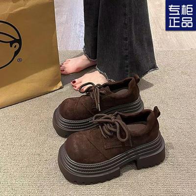 Retro British Style Big Head Shoes Loafers Women's 2025 Spring and Autumn New Versatile Lace-up Fashion Trendy Platform Single Shoes Women