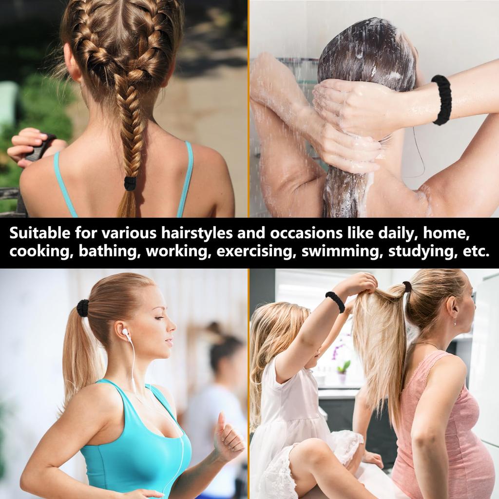 Youxuan Polyester Hair Ties and for Women Scrunchies, 10-Pack - (Black)