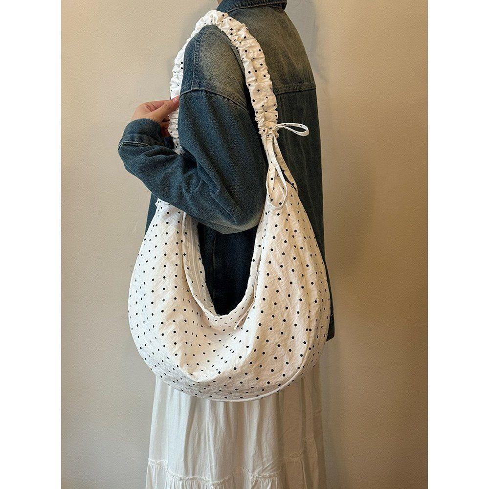 

Oval-shaped Bag with Large Capacity, Relaxed Style, Single Shoulder Crossbody Bag, Commuting Tote Bag білий