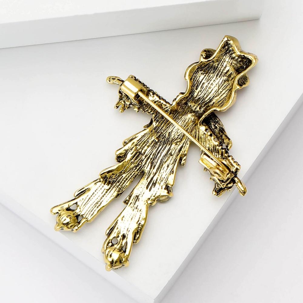 New Geometry Zircon Character Brooch Unique Retro Creative Personality Character Pin Suit Accessories Wholesale