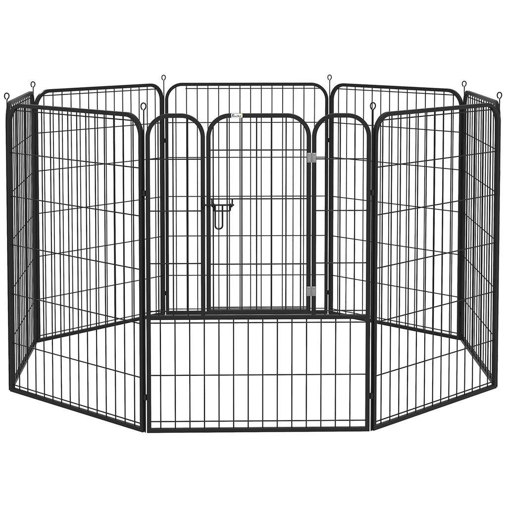 8 Panels Heavy Duty Puppy Playpen, for Large, Medium Dogs, Indoor and Outdoor Use - Black