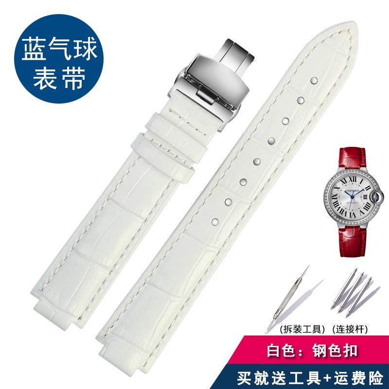 Für Cartier Echtleder-Uhr mit Damen-Uhrenkette, blaue Ballon-Dornschließe, konvexer Mund-Rindsleder-Herren-Uhrenkette