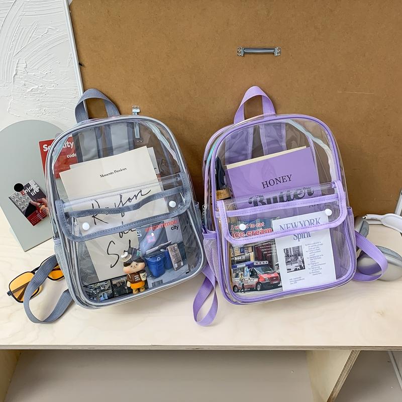 Transparent Exquisite PVC Fashion Backpacks Waterproof Durable Daily Commute School Bags hot sale Students Versatile Backpacks