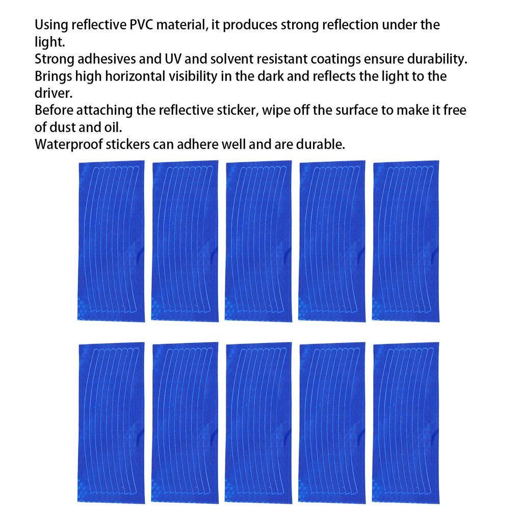 10pcs Reflective Wheel Stripe Decal Waterproof Adhesive Decals Night Reflective Decoration Stickers