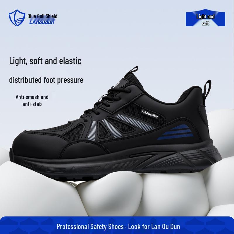 Blue Gull Shield Men's Low-Top Safety Shoes – Lightweight, Anti-Smash, Anti-Puncture, Wear-Resistant, Durable Work Footwear