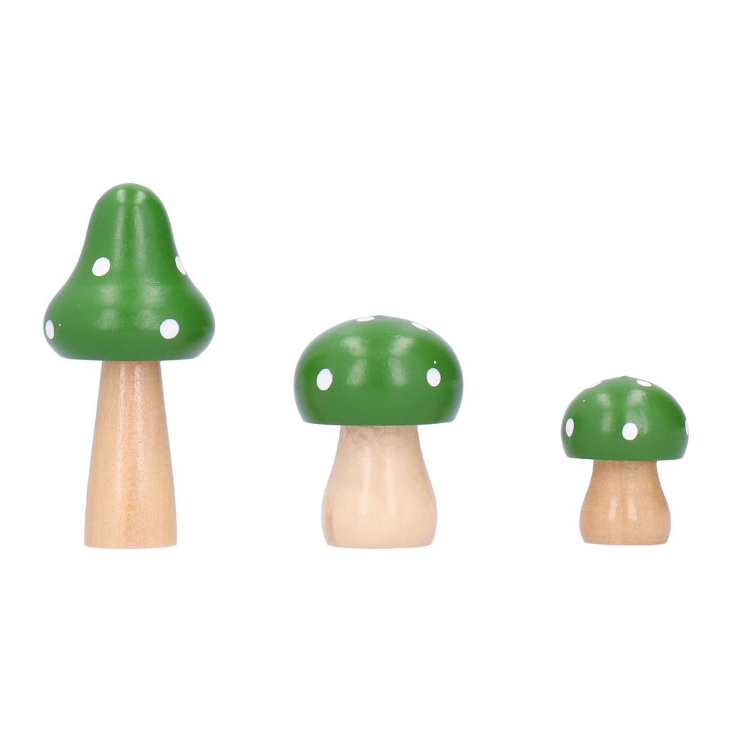 3Pcs/Set Mushroom Crafts Innovative Cute Wooden Ornaments Home Office Desktop DecorationRed