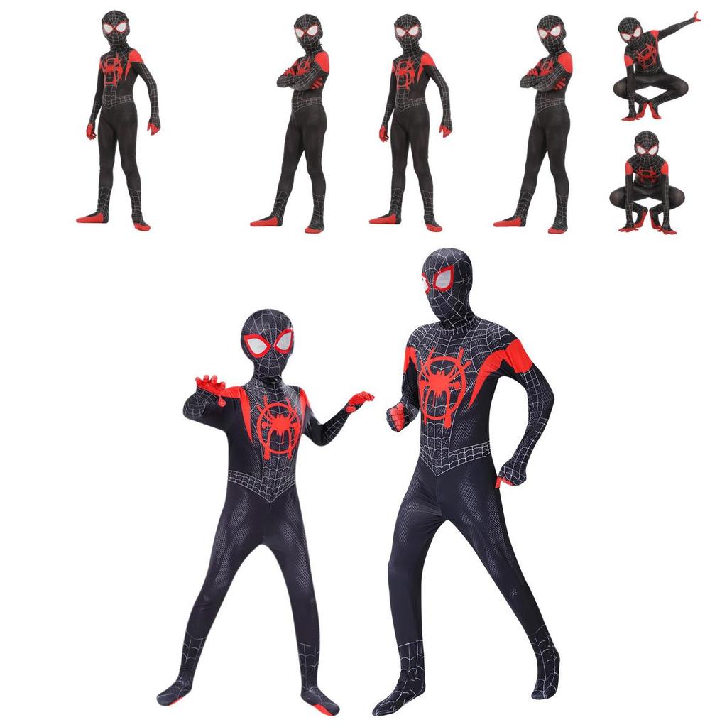 Traje Cosplay Miles Morales Homem-Aranha no Aranhaverso Para Crianças e Adultos