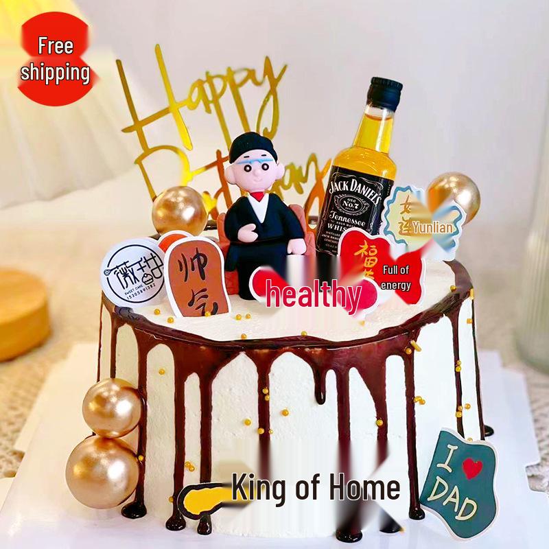 Father's Day Cake Topper: Healthy & Happy Birthday Dad Figurine