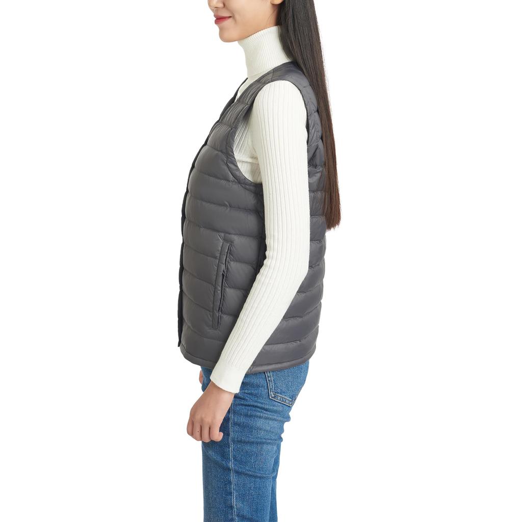 Ultra Light Down a Japanese and Includes a Storage Product 0123 Silver-Gensen Women's Vest, Brand. Lightweight, Warm, Water-Repellent, Compact. Pouch.