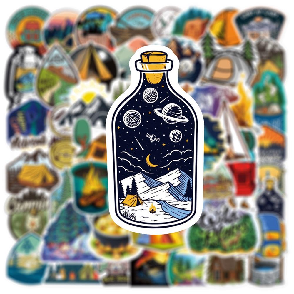 10/30/50pcs Forest Camping Hiking Outdoor Stickers Travel Landscape Decals DIY Phone Notebook Adventure Cartoon Graffiti Sticker