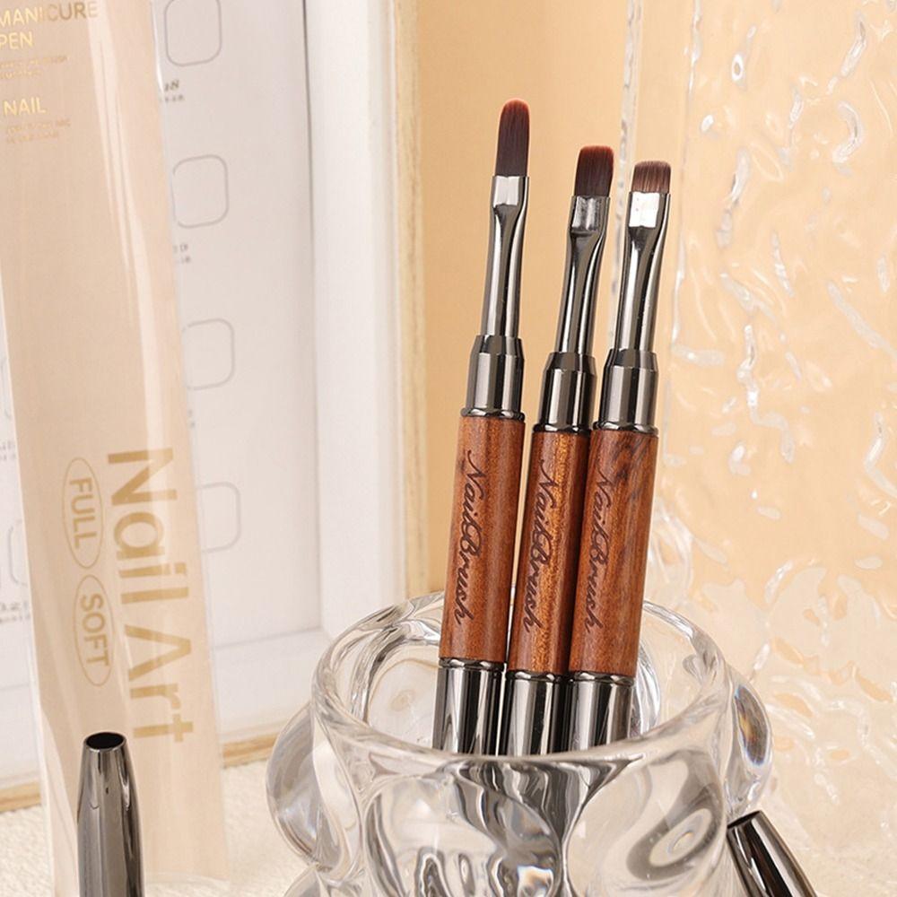 Sandelholzstiel Nagelkunstpinsel Doppelseitiger Professioneller Nagelkunst Phototherapie Stift UV Gel Pinsel Gel Nagelanwendung
