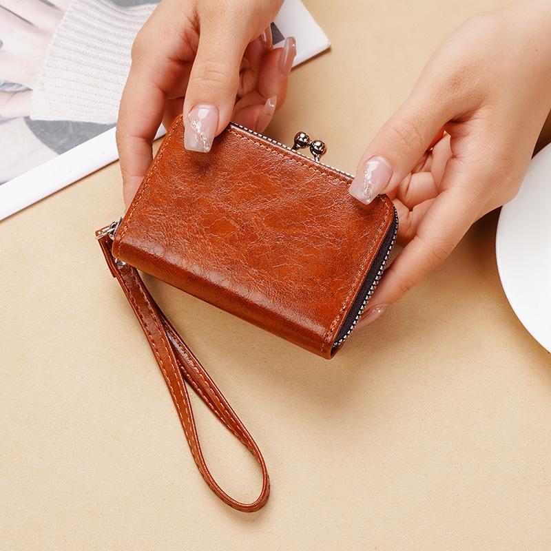 New Change Card Holder Cross-Border Supply Women Buckle Coin Purse 4-Inch Zip-up Clip Clutch