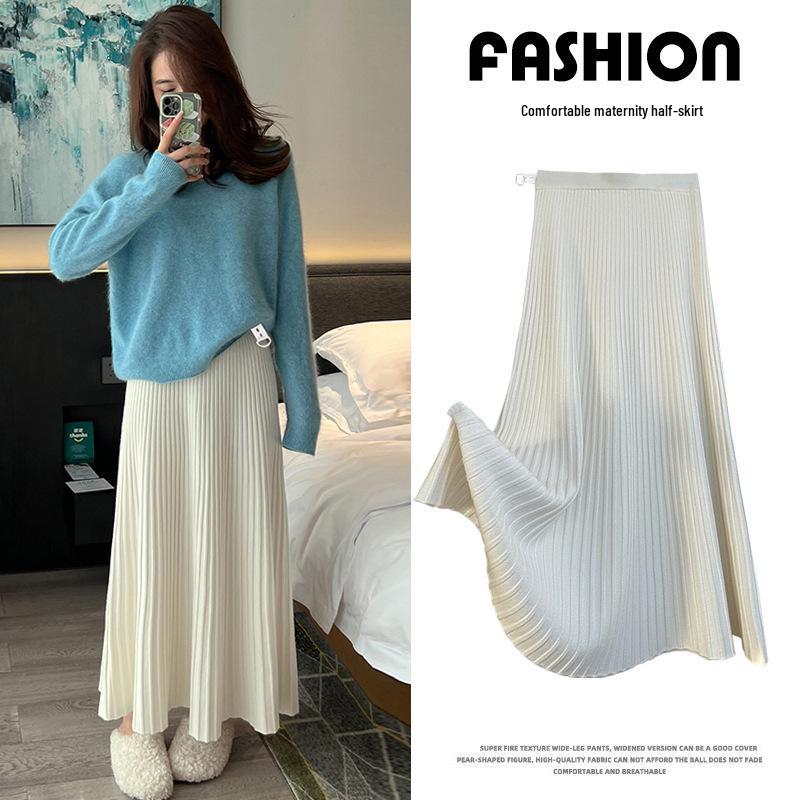 

Winter 2025 High-Waisted Ribbed Knit Skirt for Pregnant Women 2XL чёрный