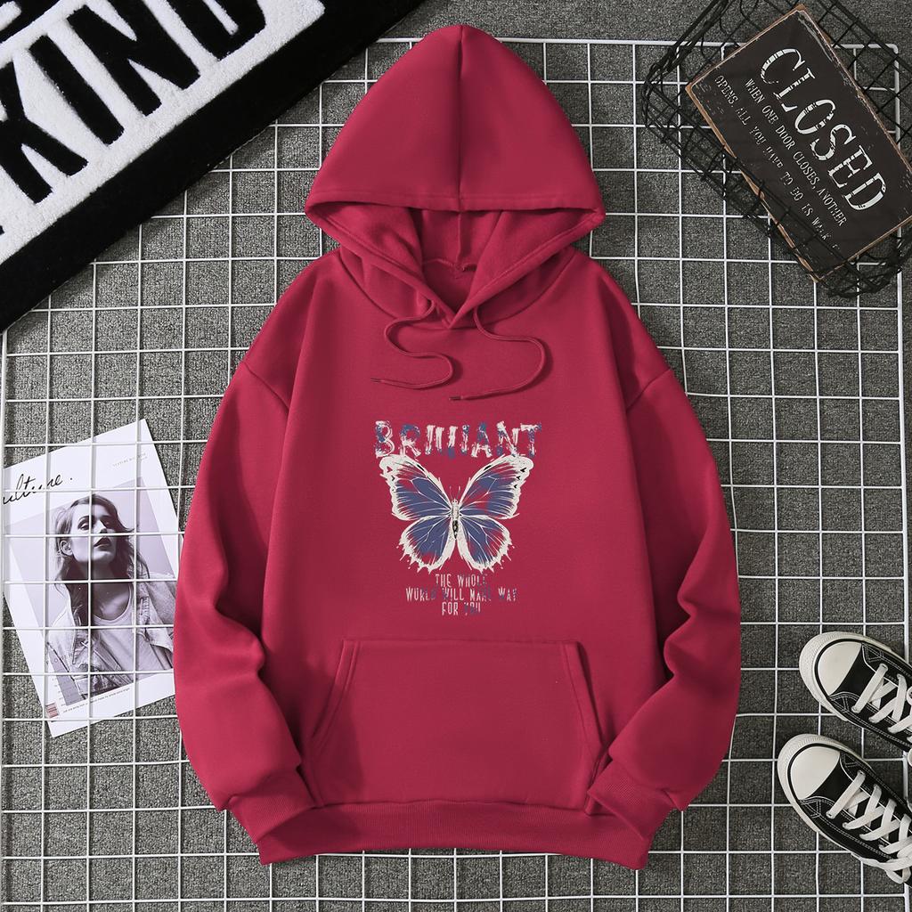 2025 Real Shot Autumn and Winter Velvet Hooded Sweater Women's Loose Butterfly Top Women's Coat