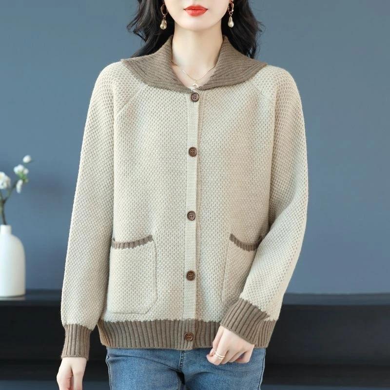 Pullover Mantel Strickjacke für Damen Herbst Winter Große Größe Einfarbig Locker Langarm Strickpullover Mantel