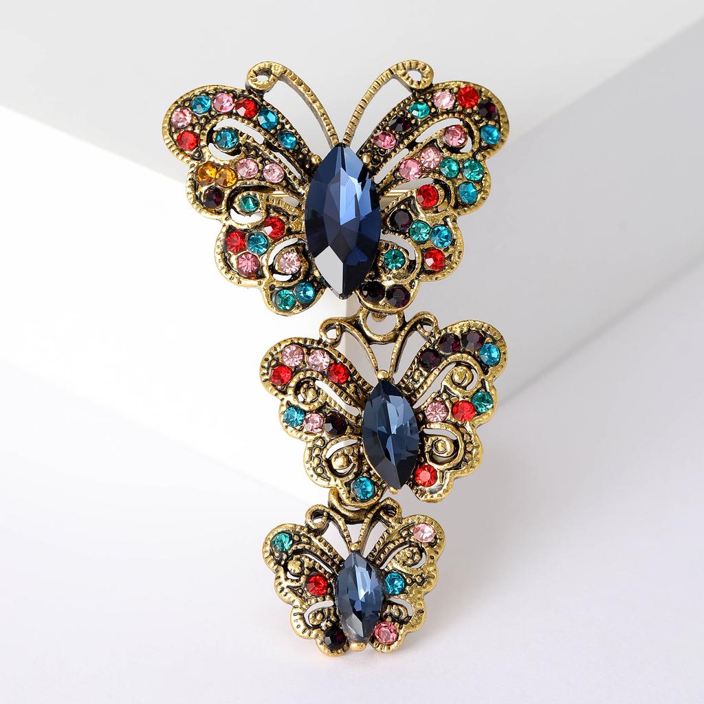 Rhinestone Butterfly Brooches for Women Unisex Insect Pin Event Party Funny Luxury Gifts Backpack Decoration Clothes Accessories