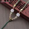 Four-Strand Braided Necklace Lanyard with Jadeite, White Agate, and Dongling Jade Pendant