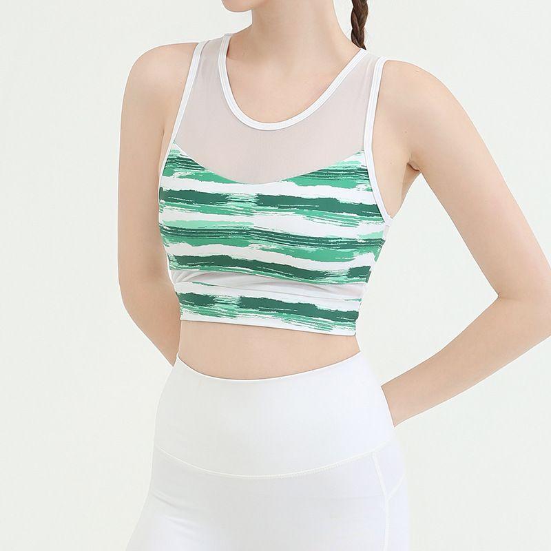 

With Chest Pad New Arrival Sports Export Fitness Yoga Breathable Vest Women s Quick-Drying Mesh Patchwork Sports Running Tops Jungle L