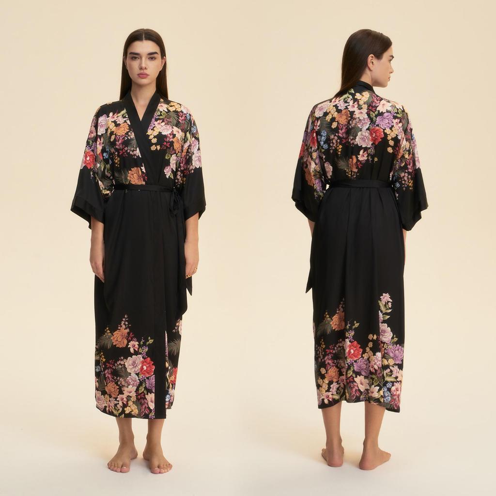 Yaoting Satin Plus Size Women's Long Sleeve Pajamas and Bathrobe Set - Spring/Fall Collection WP5021