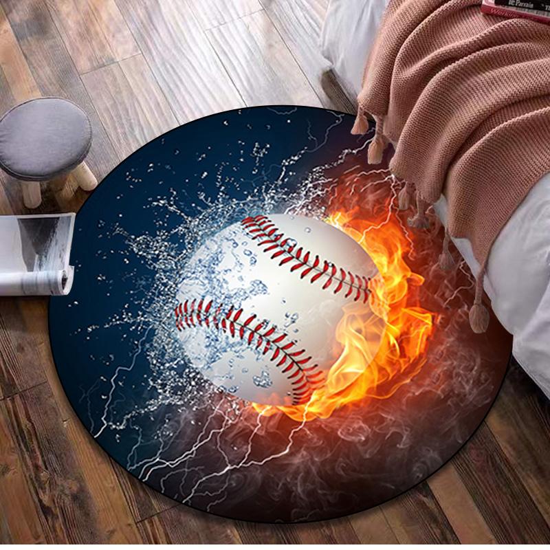 Fire And Water ball Circular Rug - Office Decorative Carpet For Living Room Bedroom Door Mat Floor Rug Computer Chair Area Rug