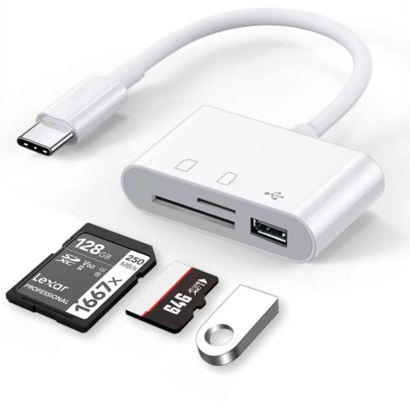 TypeC To USB Adapter 3 In 1 TF SD Memory Card Reader USB Converter Adapter