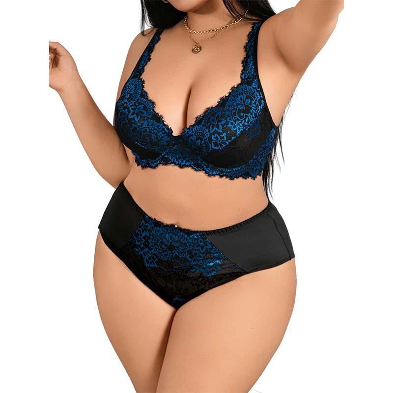 European and American Fat Girls Large Size Pattern Adjustment Sexy Gathered Comfortable Push-up Underwear Bra Set