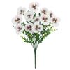 Plastic Artificial Pansy Flowers 7 Fork Reusable Fake Flowers Eucalyptus Leaves Tricolor Violet Faux Pansy Flowers Wedding Party