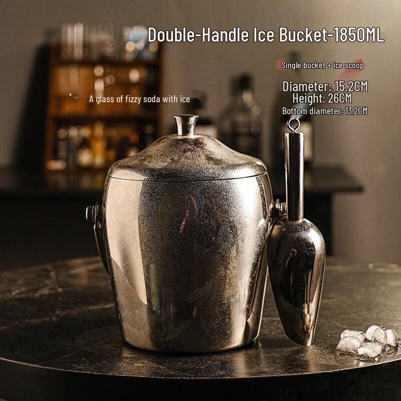 ZISIZ Double-Layer Stainless Steel Insulated Ice Bucket