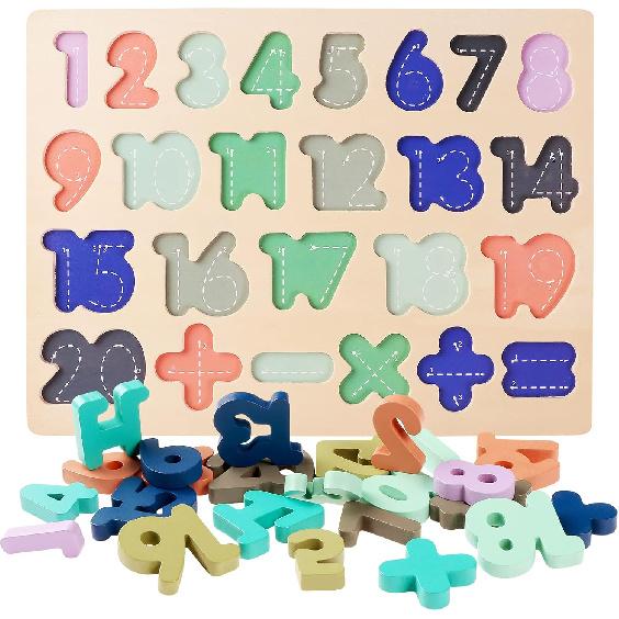 Wooden Puzzles for Toddlers, Kesletney Wooden Alphabet Number Shape Learning Puzzles for Kids, Preschool Educational Toys Gift for Boys Girls Ages 3
