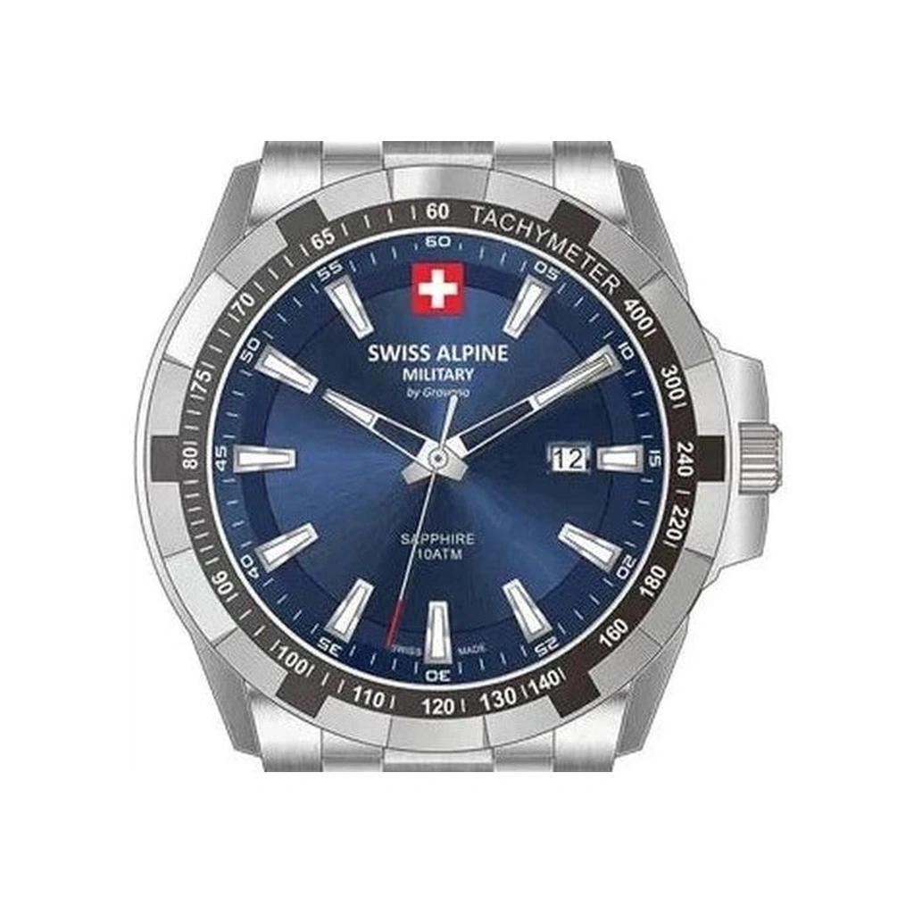 Swiss Alpine Military Star Fighter Original Edelstahl Blaues Zifferblatt Quarz 7044.1235 100M Herrenuhr