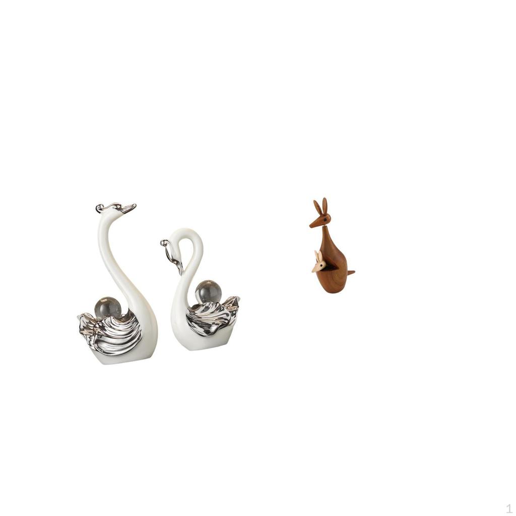 Porcelain Swan And Figurine Collection Decorative Animal Statue Ornament for Living Room Bedroom