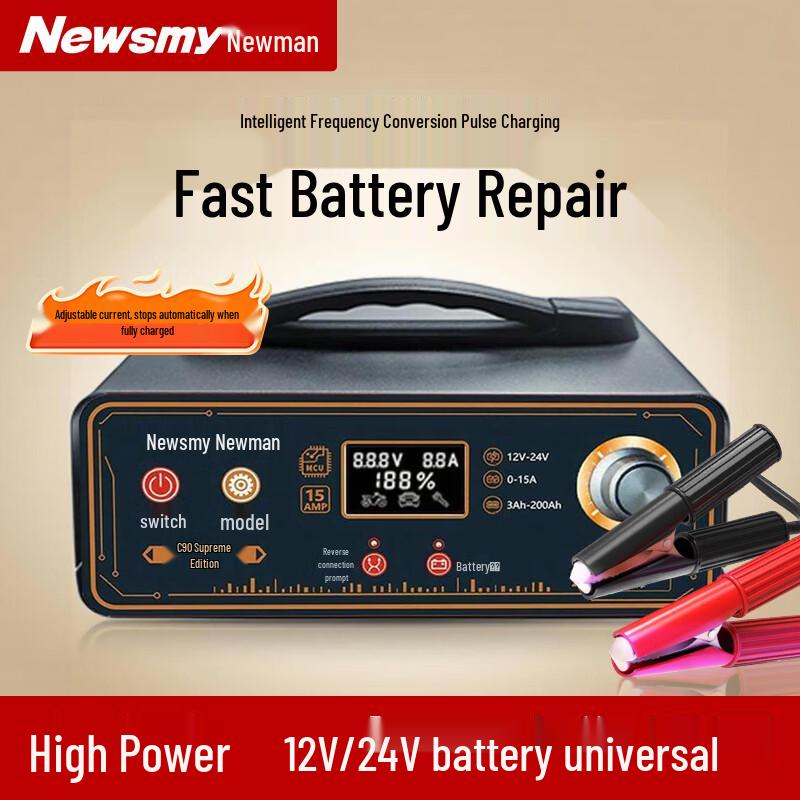 Newsmy 12V/24V Smart Car Battery Charger