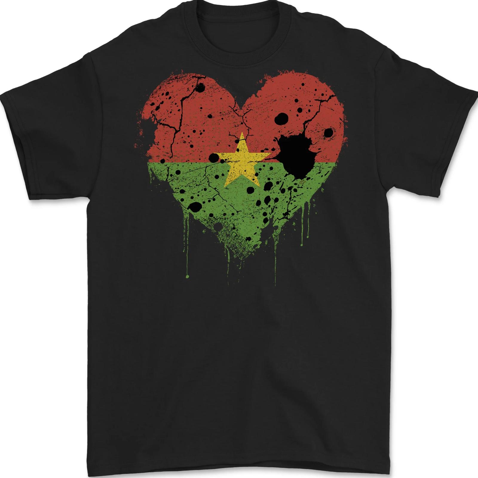 Love Burkina Faso flag day football men s shirt 100% cotton- S