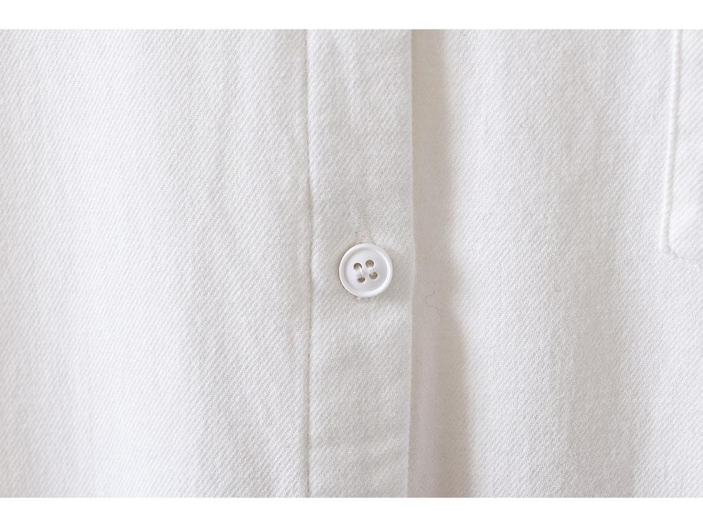 Solid Color Pure Cotton Long Sleeve Unisex Women's Shirt - Japanese Casual Style 