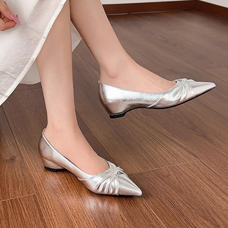 Fashion 2025 Women's Sheepskin Pointed Toe Slip-on Pleated Pumps  Thin High Heel Elegant Ladies Slim Daily Dress Heeled Shoes for Woman