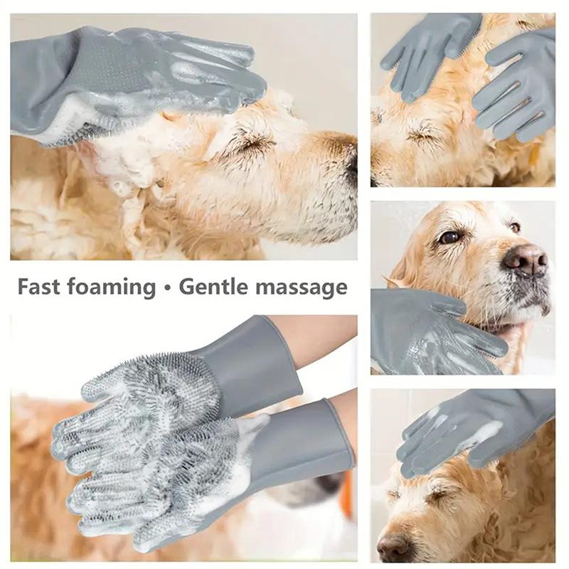 Multifunction Pet Bathing Gloves Silicone Anti-slip Dishwashing Cleaning Glove Suitable For Household Sponge Brush Cleaning Tool