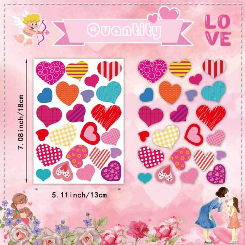 Heart Shaped Stickers Pack of 24 Love Decorative Stickers Valentines Stickers for Kid Love Stickers Gift for DIY Cards
