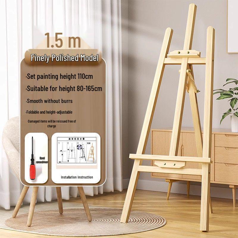 Wooden Tripod Floor Easel for Oil Painting - Foldable Art Student Stand