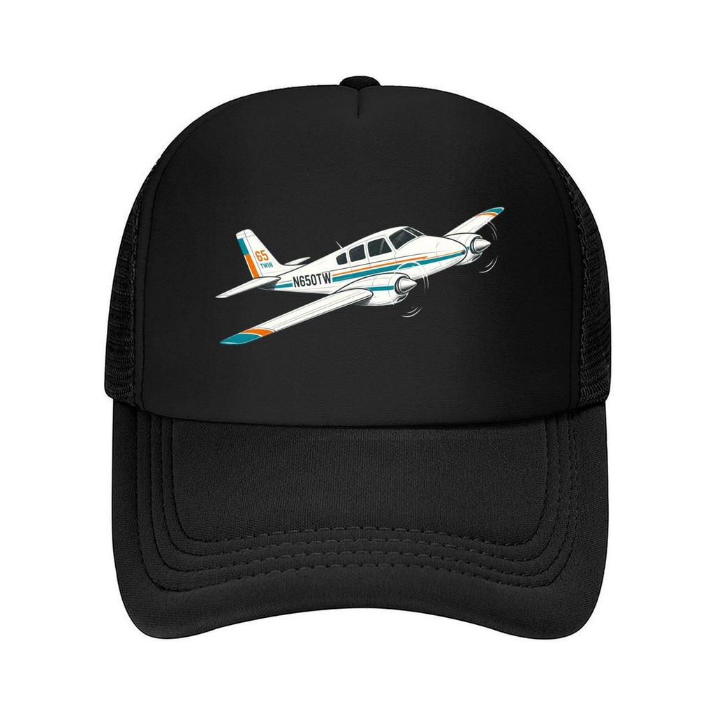 Vintage Twin Engine Airplane Line Ar Mesh Baseball Cap Polyester Forward Observations Hat Adjustable Golf Hat Summer