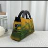 Chinese Style Ink Painting Handbag Women Vintage Crossbody Bag Oriental Aesthetic Tote Shoulder Bag With Detachable Strap