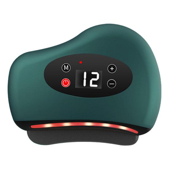 Electric Gua Sha Massage Tool 12-Level Vibration And Heating Red Light Therapy Device Portable Stone Scraping Board for Body