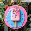 2D Flat Aluminum Vintage Signage Wall Decoration, Available In Various Sizes, Ice Cream Cone Pattern. Suitable for Cafes, Living Rooms, Kitchens