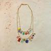 European Bohemian Enamel Flower Necklace - Hand-painted, Multi-layer Stackable Design for Women
