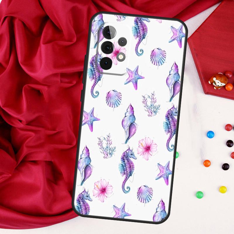 Starfish Seahorse Pattern For Samsung Galaxy A55 A53 A33 A13 A35 A15 A36 A56 A26 A16 A22 A32 A52 A54 A34 A06 A05 Case